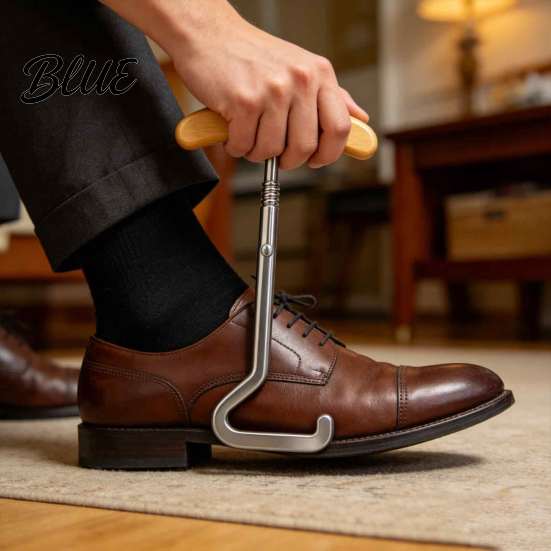 Hoher Stiefelzieher Werkzeug Pferdeförmiger Schuhlöffel Haken Langlebiges Metall Tragbar Stiefel Holzhelfer für Männer und Frauen T-Griff Einfache Anziehhilfe Zuhause