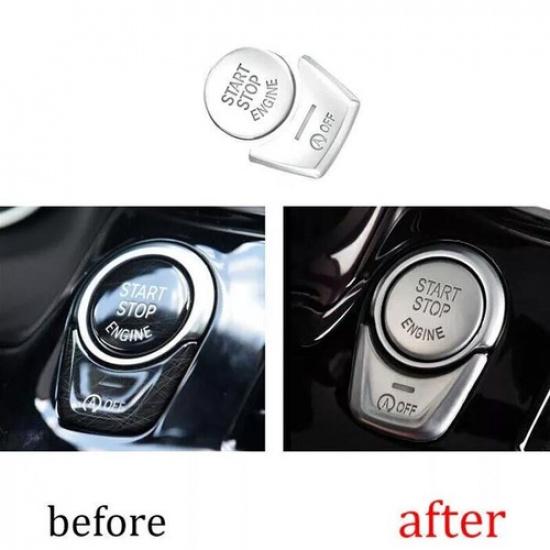 Car One-Click Startup Button Cover Trim Matte Silver 11-17 Fit For BMW 5 Series