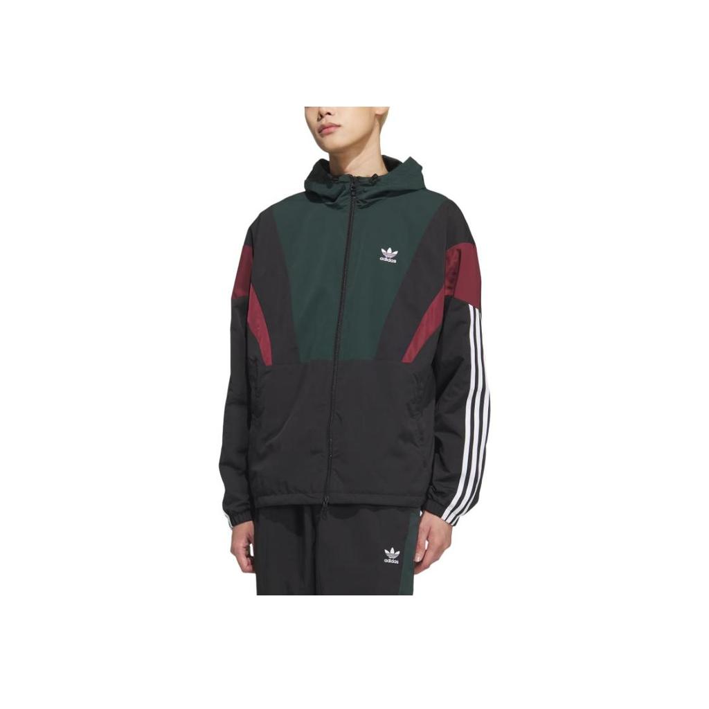 adidas Αντιανεμικό Αρχικό Μπλοκ Φαρδιά Γραμμή Άνετο Ριγέ Αθλητικό Μπουφάν Μακρυμάνικο Ανδρικά Μπουφάν Σκούρο Πράσινο Μαύρο KC3125