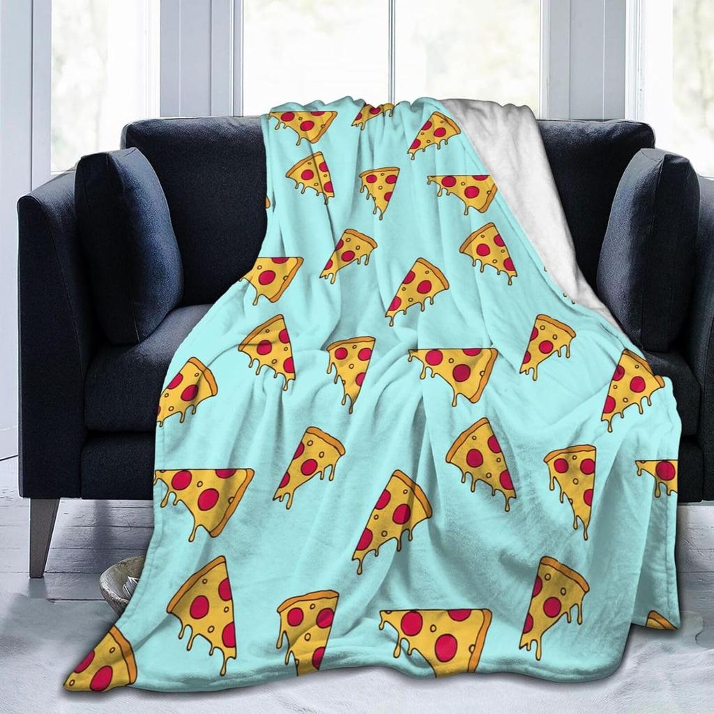 Pizza Blanket Throw Sausage Pizza Flannel Blanket for Kids Teen Boys Girls Fast Food Themed King Queen Full Size Super Soft Warm