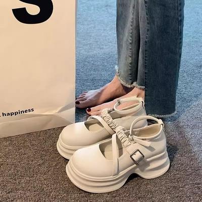 Muffin Thick-soled Mary Jane Small Leather Shoes Women's Spring Fashion Versatile Light Mouth Single Shoes Women's Soft Sole