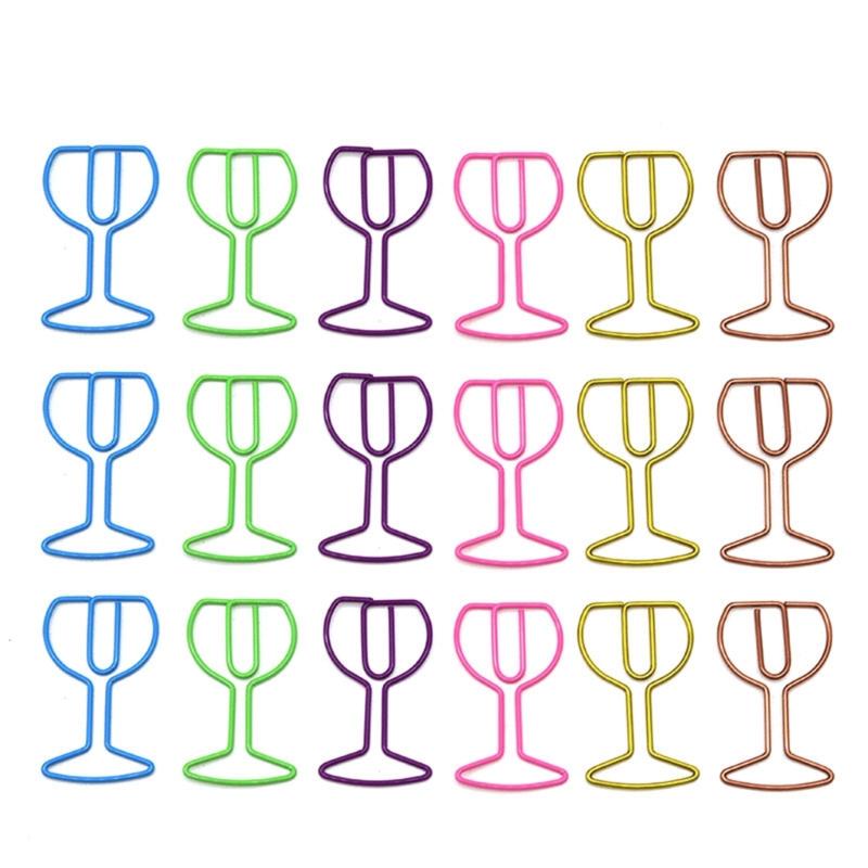 30Pcs Wine Glass Shape Paper Clip Small Metal Paper Clamp File Organiser Clip Metal Book Marker Clips for Office School