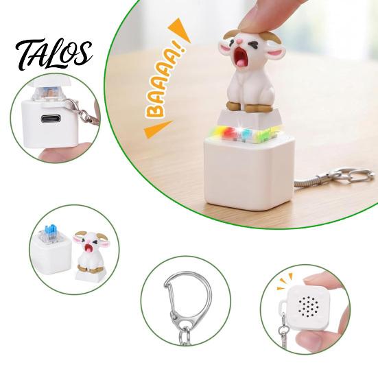 Sheep Finger Clicker 1/2/3Pcs Screaming Goat Keyboard Fidget Toy, Rechargeable Light-Up Keycap Toy with Light Sound, Animal Push Button Decompression