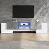 TV Schrank, TV Lowboard Moderner 60/65/70 Zoll Fernseher, TV Ständer 4 Türen, Glasböden, TV Bank Wohnzimmer Schlafzimmer, TV Möbel, Weiß & Grau
