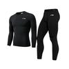Li Ning Compression Long Sleeve Top And Long Pants Fitness Set Men Activewear Black YZMB-YUDW016