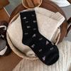 Women's Autumn and Winter Fashion New Small Floral Cashmere Boneless Anti Pilling Tube Pile Socks