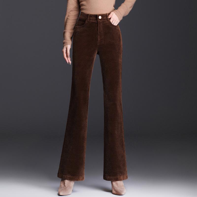 

2025 Autumn/Winter Women s High-Waisted Micro-Flare Corduroy Pants - Plus Size, Leg-Lengthening Casual Fit Size 32 хаки
