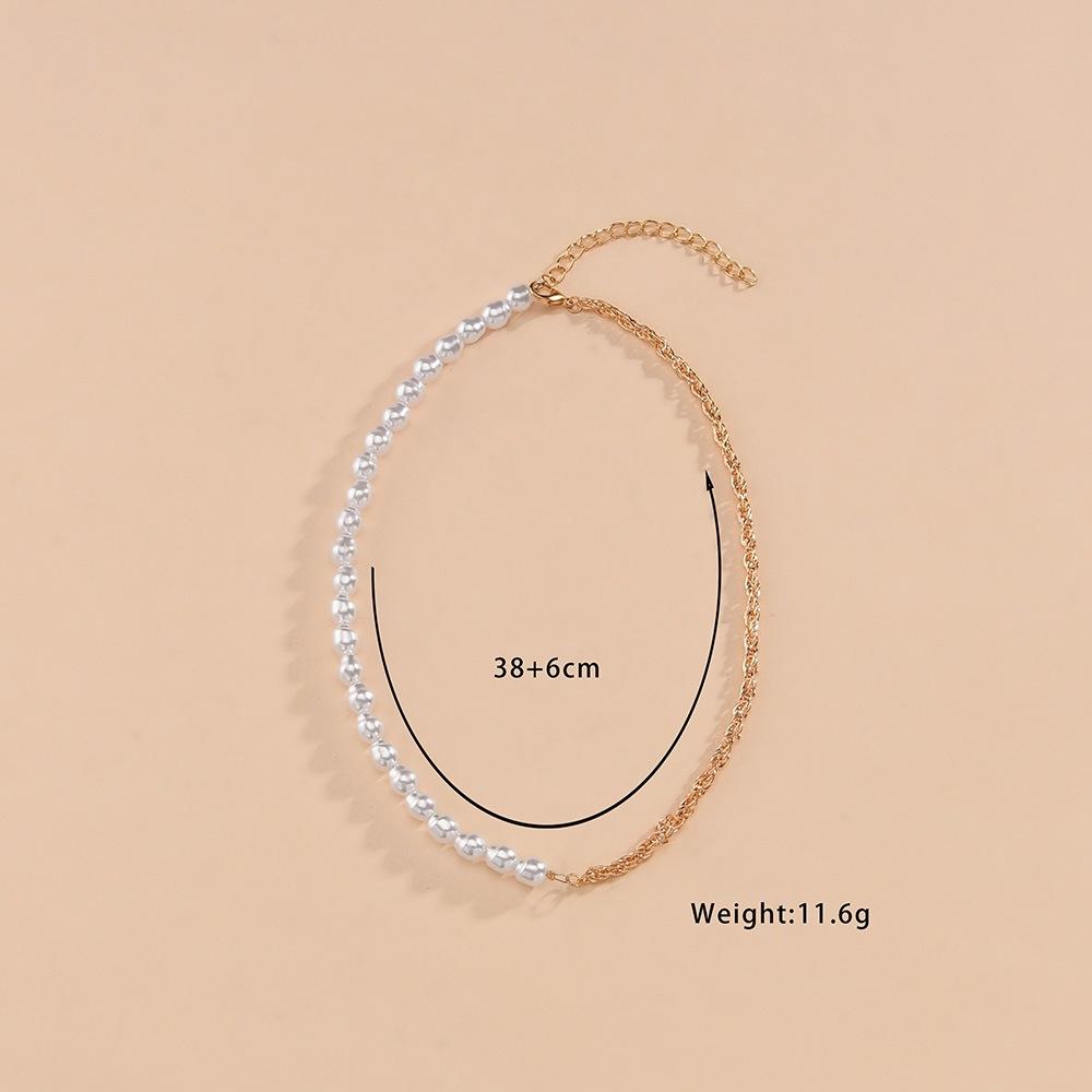 Asymmetrical twist chain, collarbone chain, neck chain, special-shaped imitation pearl necklace, accessories.