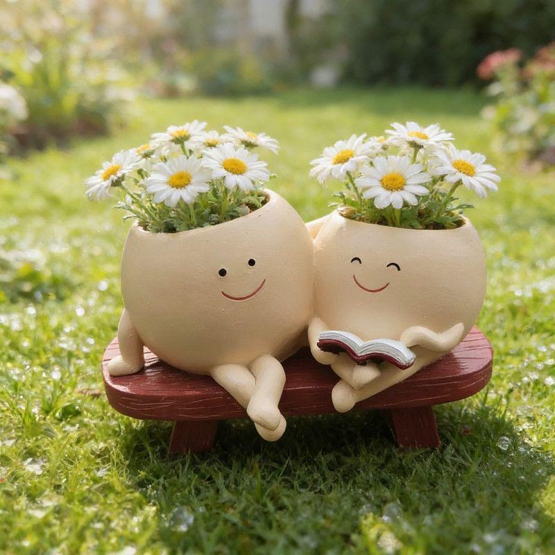 Cute Cartoon Smiley Flower Pot Vase – Porcelain Succulent Planter for Home Decoration