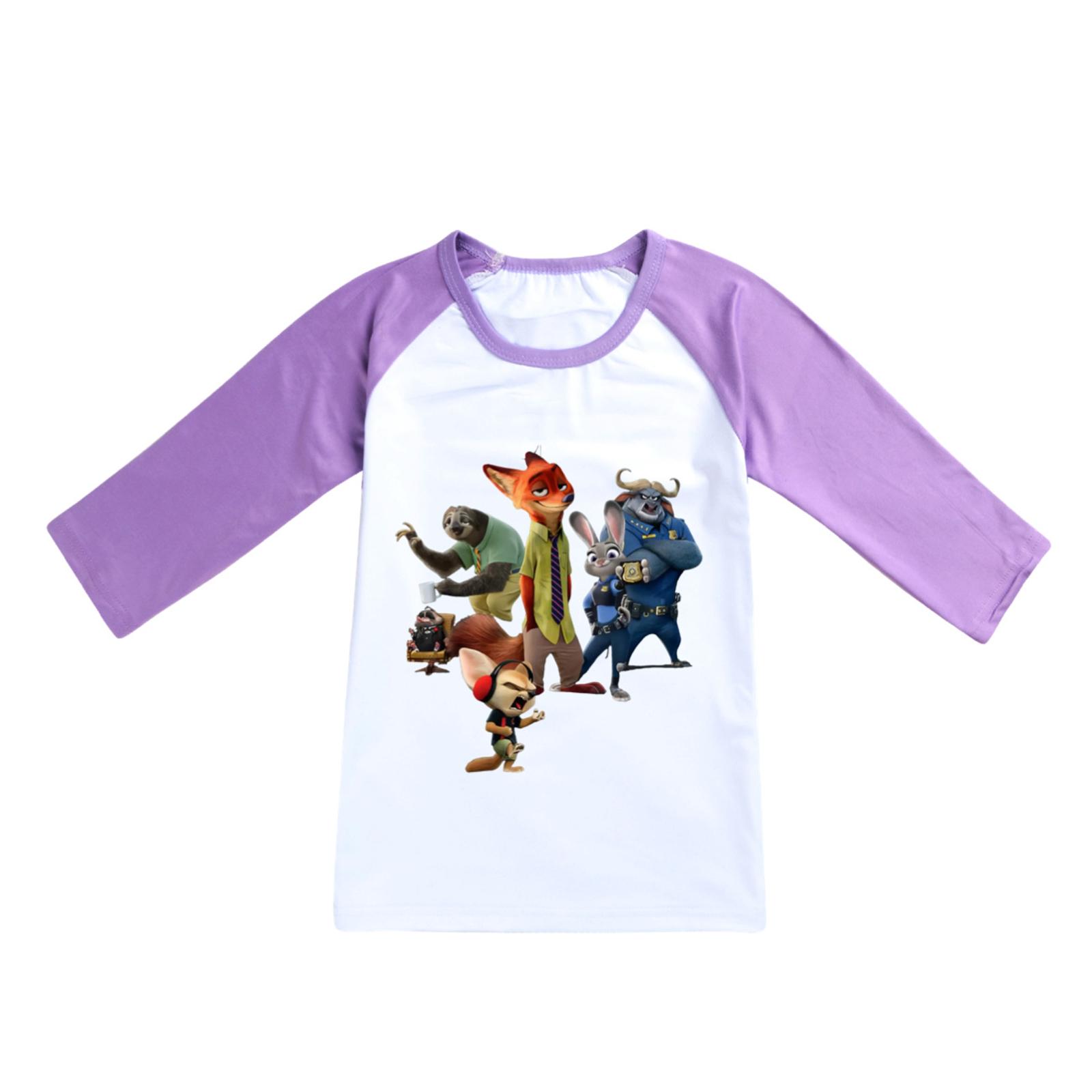 

Children s Summer Sports T-shirt Half-sleeve Printed Top 120 фиолетовый