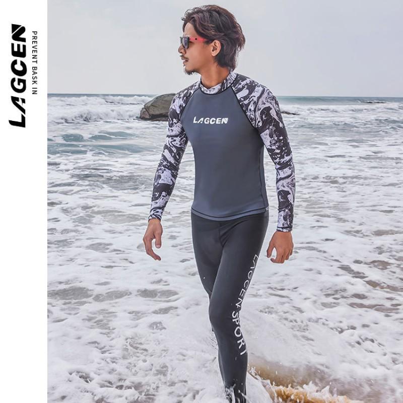 Mens UV Protection Rash Guard Long Sleeve Swimwear Diving Snorkeling Surfing Water Sports Quick Dry Nylon