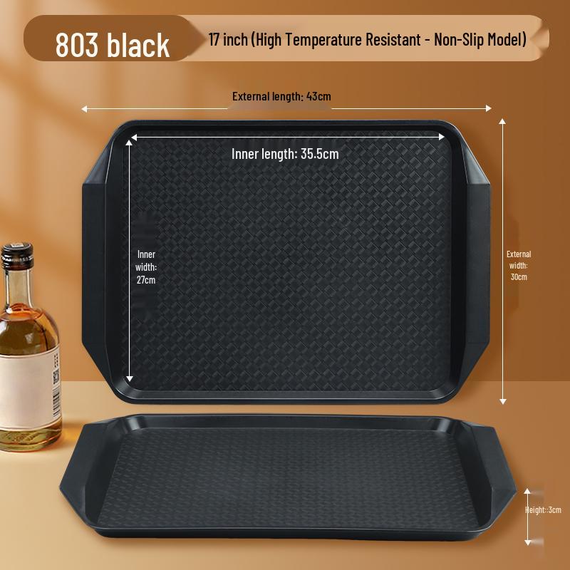 Rectangular Non-Slip PP Plastic Dining & Serving Tray for Restaurants