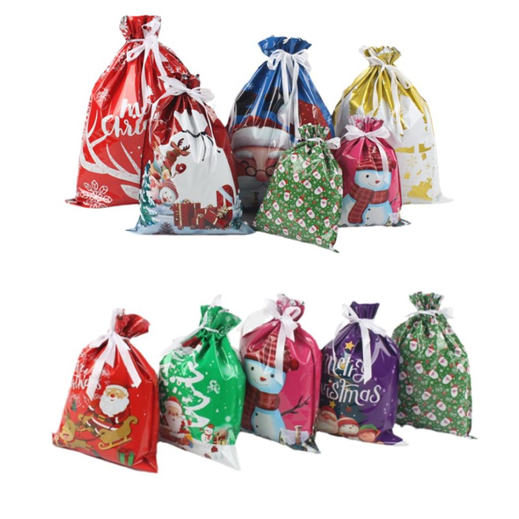 15PCS/SET Christmas Drawstring Gift Bag Party Children Kid Candy Gift Bag Aluminum Foil Box Happy New Year Xmas Eve 2026