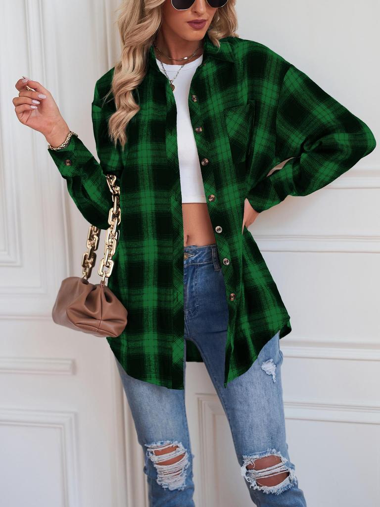 Autumn/Winter 2025 Women's Plaid Boyfriend-Style Loose Shirt