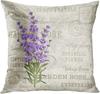 Flowers Lavender Linen Pillowcase Wedding Decorative Pillow Case For Home Pillow Cover 45X45(One Sides)