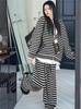 Autumn-Winter Korean Style Casual Striped Sweater & Wide-Leg Pants Set