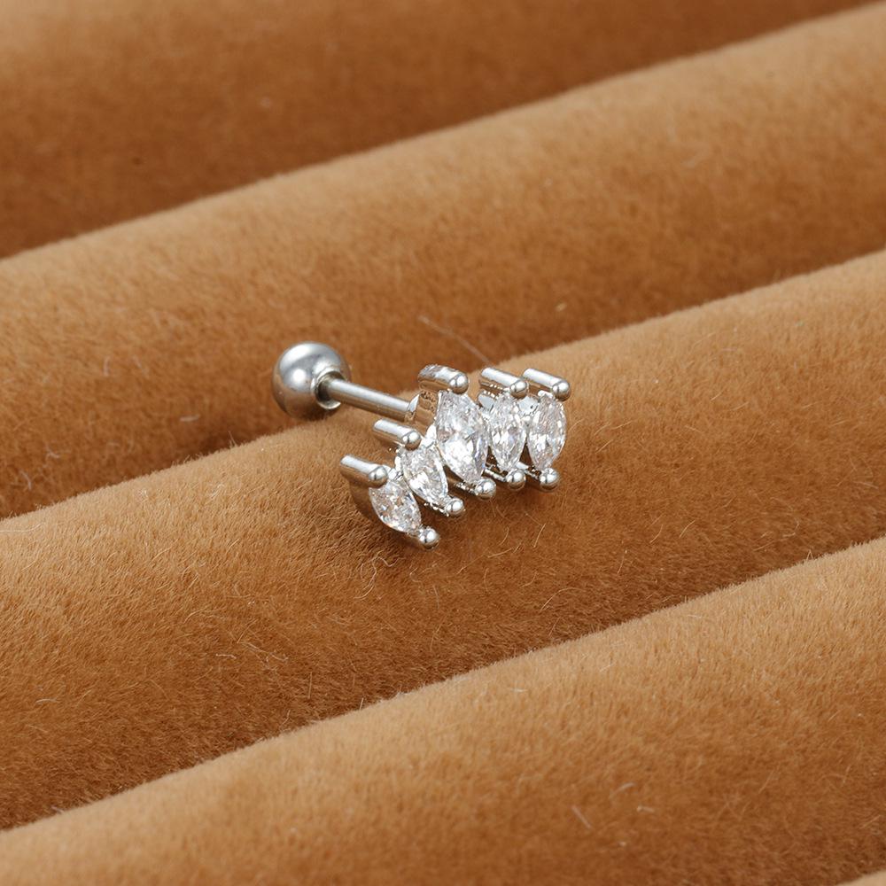 Gold Stainless Steel Earrings with Zircon Studs - Creative and Elegant Design