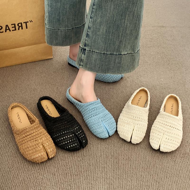 Fashion 2025 Summer New Women Slipper Fashion Split Toe Slip on Ladies Casual Mules Shoes Soft Flat Heel Outdoor Dress Slides