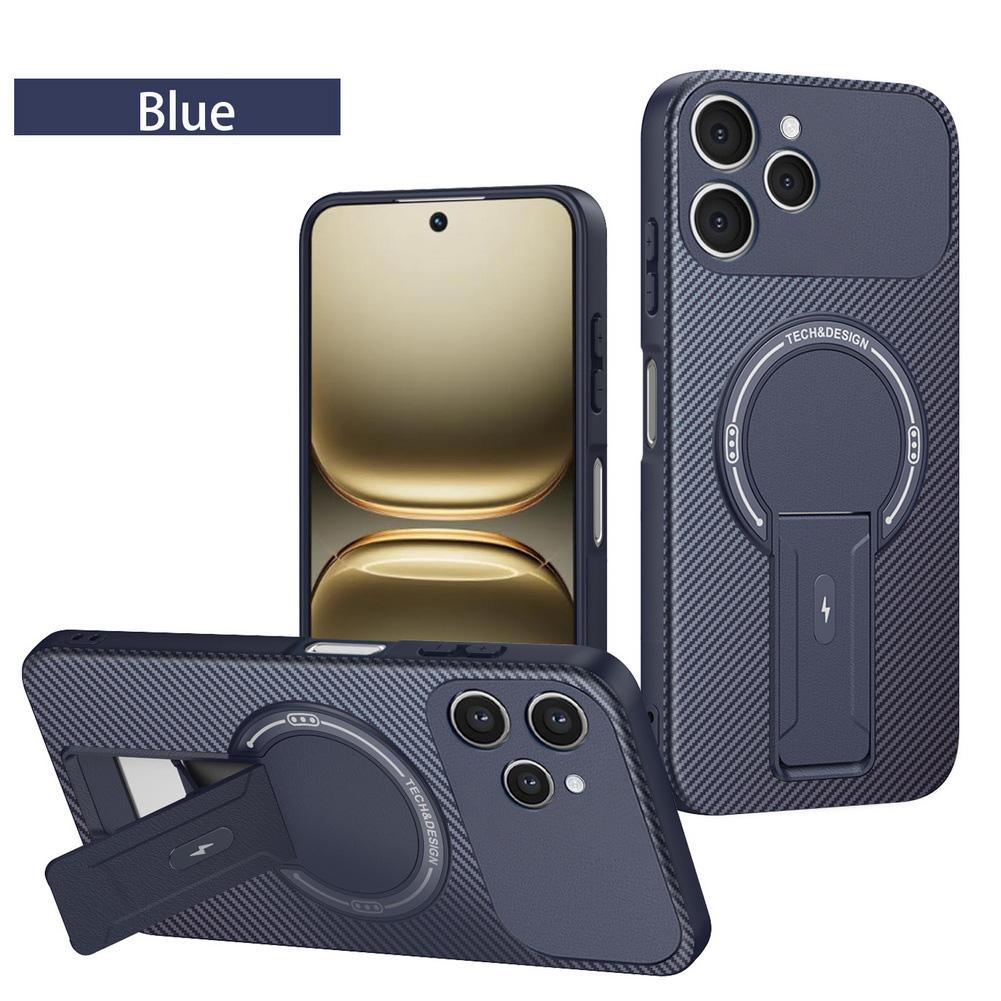 Carbon Fiber Invisible Stand Holder Built-in Magnetic Ring Case for Tecno Spark 40 Spark 30 Pro 30c 20 10c Spark Go 2024 Cover