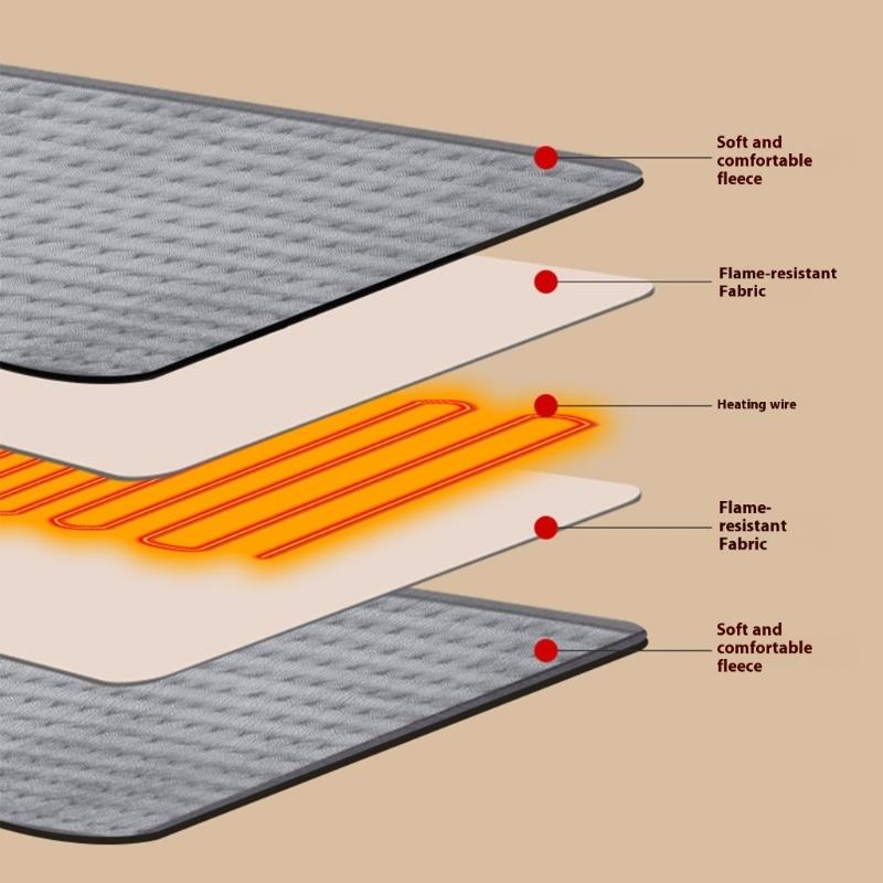 Soft Fleece Electric Warming Pad 30-65℃ Adjustable Heat Setting Auto Temperature Regulation