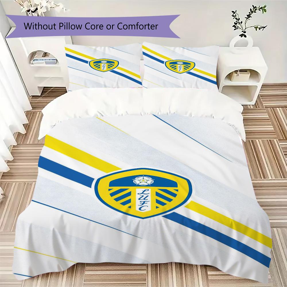 Leeds United Vzorované povlečení Sada přikrývky Potah na přikrývku Povlak na polštář Domácí dekorace Dárek k narozeninám (1 * povlak na peřinu + 2 * povlak na polštář bez jádra)67