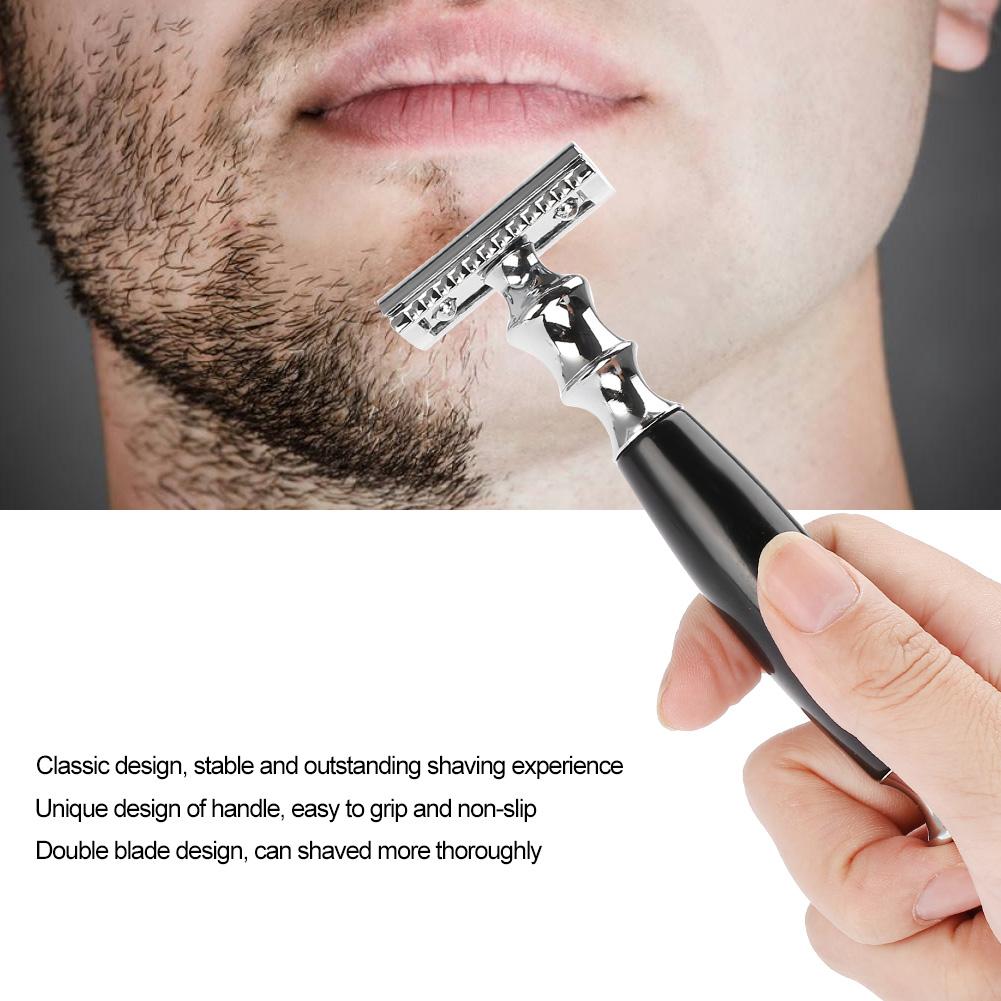 Rustfritt stål Skjeggformingsmal og Barberhøvel Mustasje Barberingssett