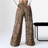 Loose Wide Leg Pants Women's Casual Flannel Leopard Print Trousers In Autumn and Winter