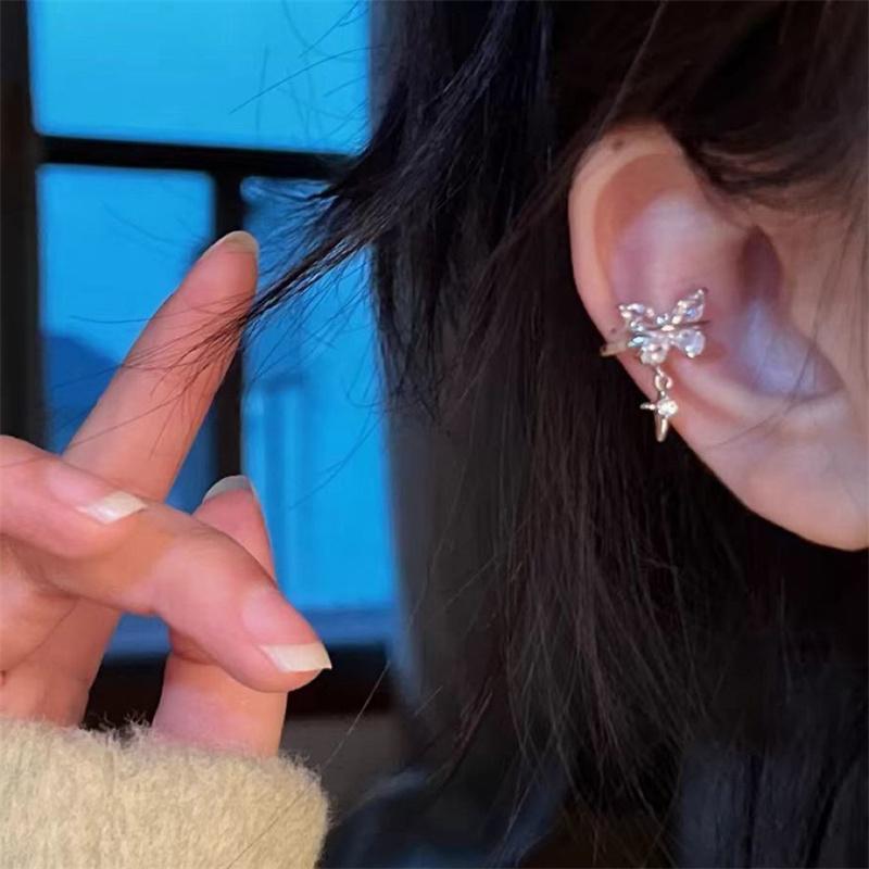 1Pcs Sliver Color Butterfly Star Star Ear Clip Bone Nail New Fashion Earrings For Women Cochlea Accessories