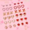 Valentine's Day 520 Nail Art: Heart-Shaped Rhinestone Red & Pink Accessories.