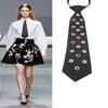 Two-Level Crystal Flower Necktie For Men Women Kids Gatherings Soft Polyester Fashion Accessory