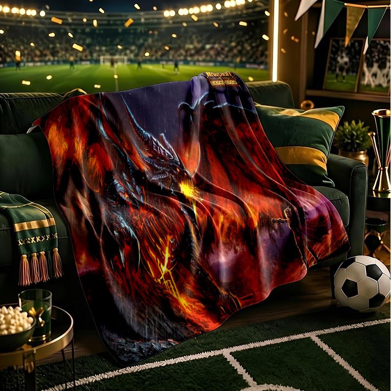 Dragon's Fiery Warcraft game Throws Blanket Flannel Blankets Plush for Couch Bed Gifts for Men Women Travel picnic blanket Christmas fan gifts