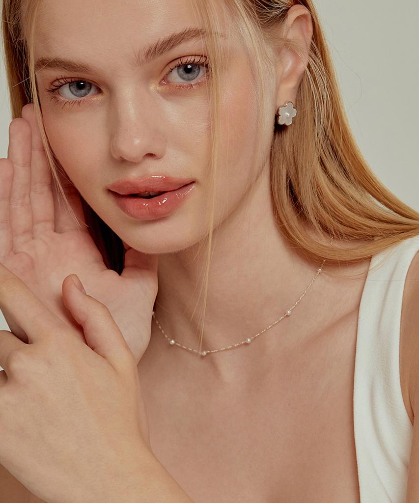 Tatiana (Silver 925) Pearl Ball Chain Necklace Nz2014