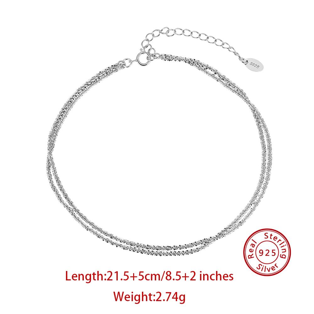 

Effie Queen Fashion Pure 925 Sterling Silver Layered Anklet For Women Gift Simple Foot Chain Jewelry Summer Beach Party SA96