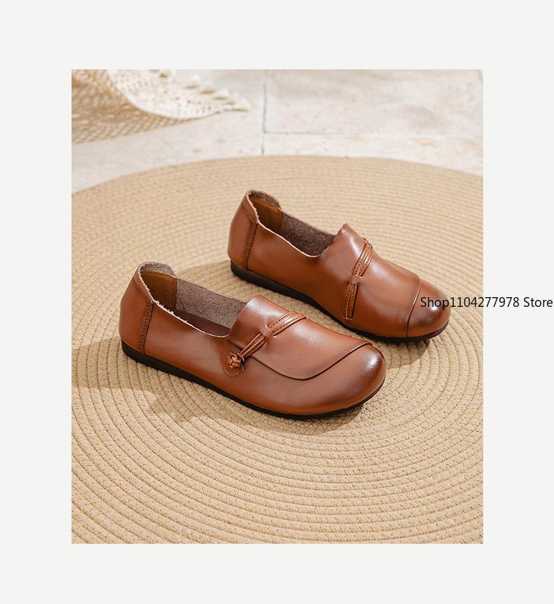 Fashion 2025 Pu Leather New Women's Flat Shoes Soft and Comfortable Walking Light Non-slip Loafers Fashion Women's Leather Shoes