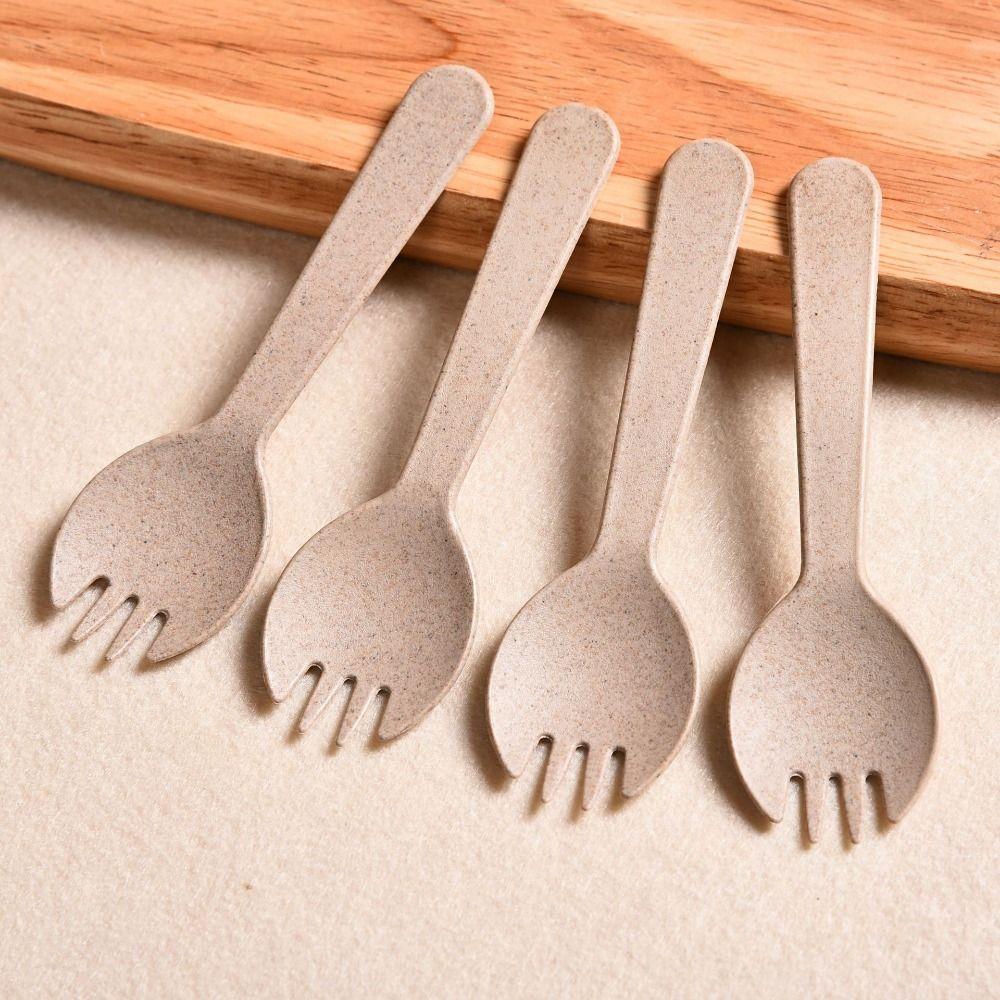 100Pcs Individually Packaged Disposable Spoon Fork Eco-Friendly Dessert Cake Fork  Commercial