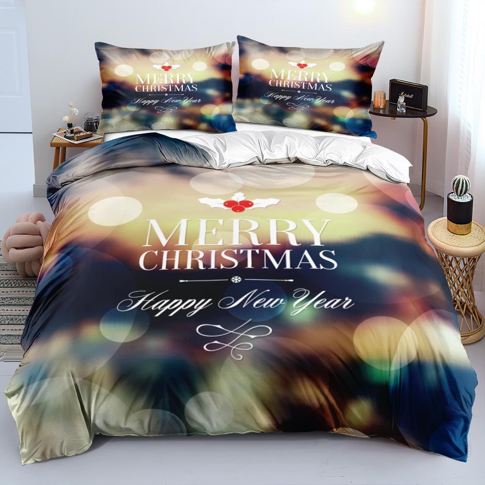 3D Merry Christmas White Bedding Sets XMAS Duvet/Quilt Cover Set Comforter Cover King Queen Full Twin Red Bow Beige
