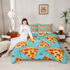 Pepperoni Pizza Slice Pattern 3 Piece Bedding Set, Melting Cheese Food Duvet Cover Set for Kids Teens Kitchen Bedroom Decor