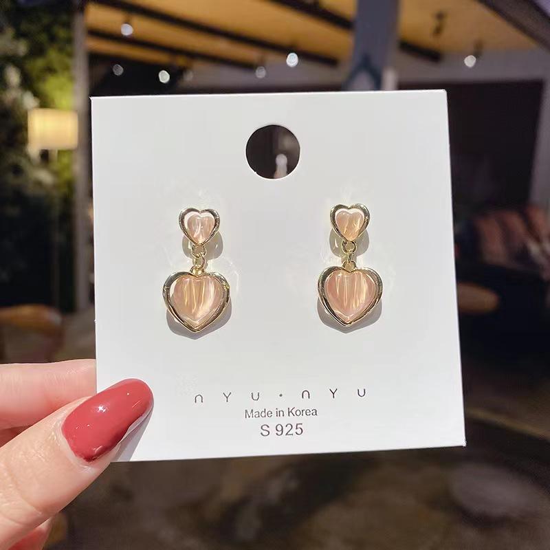 

925 Легкие Роскошные Изысканные Серьги Love Opal Модные Темпераментные Универсальные Простые Высокочувственные Женские Серьги