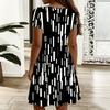 Ladies V Neck Charming Aster Floral Plus Size Summer Short Sleeve Loose Dress