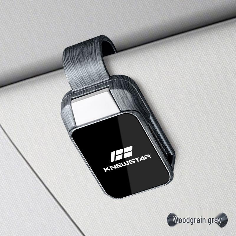 Compatible KNEWSTAR 001 Wood Grain Sunglasses and Receipt Holder for Car Visor