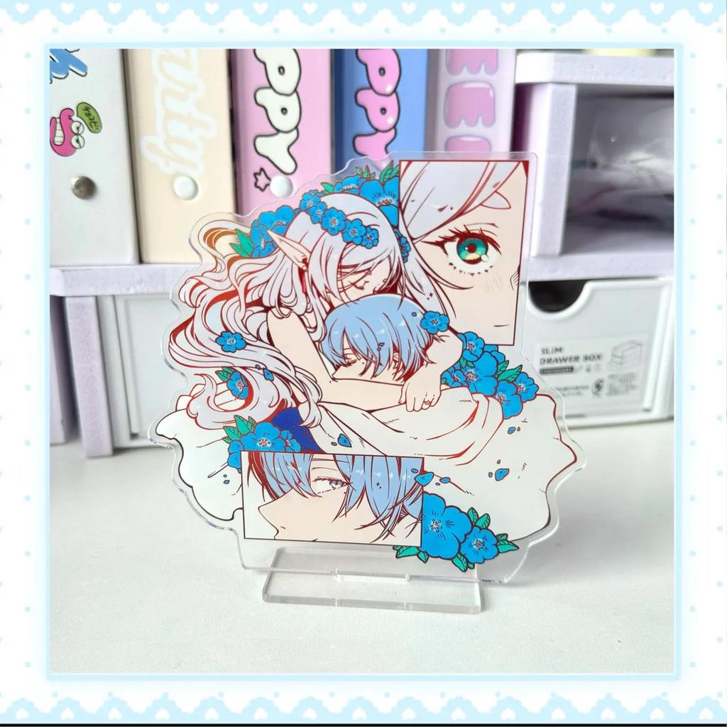 15Cm Acrylic Standee for Frieren: Beyond Journey's End Frieren Himmel Flower Hug Style Peripheral Desktop Decor Gift for Fans