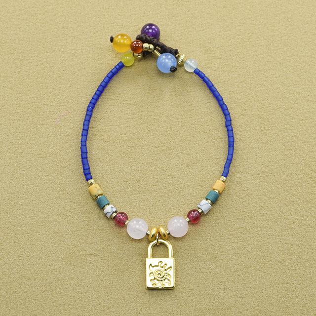 New Ethnic Style Retro Woven Fashion Women 'S Bracelet Adjustable Gemstone Beaded Antique Charm Yoga Bracelet Female Jewelry
