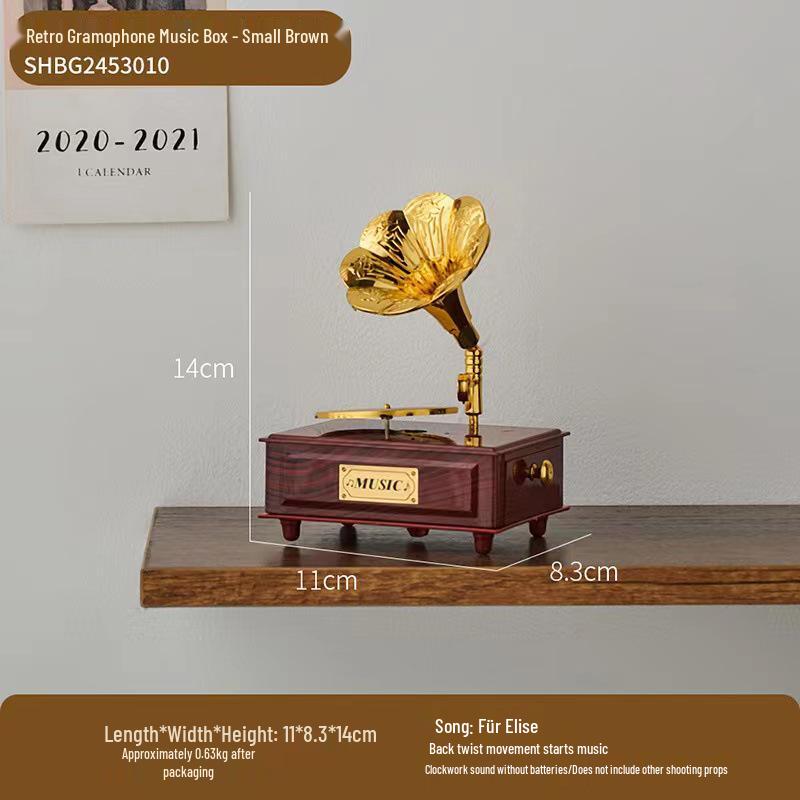 Mini Classic Retro Trumpet Gramophone Music Box & Home Decor