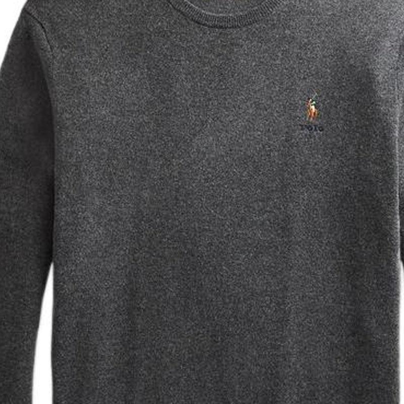 Polo Ralph Lauren Logo Round Neck Long Sleeve Knit Sweater Men Sweater Gray MNPOSWE16820895-020