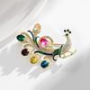 Luxury Rhinestone Peacock Open Screen Brooch For Women Enamel Pin Casual Party Accessories New Gifts Friends