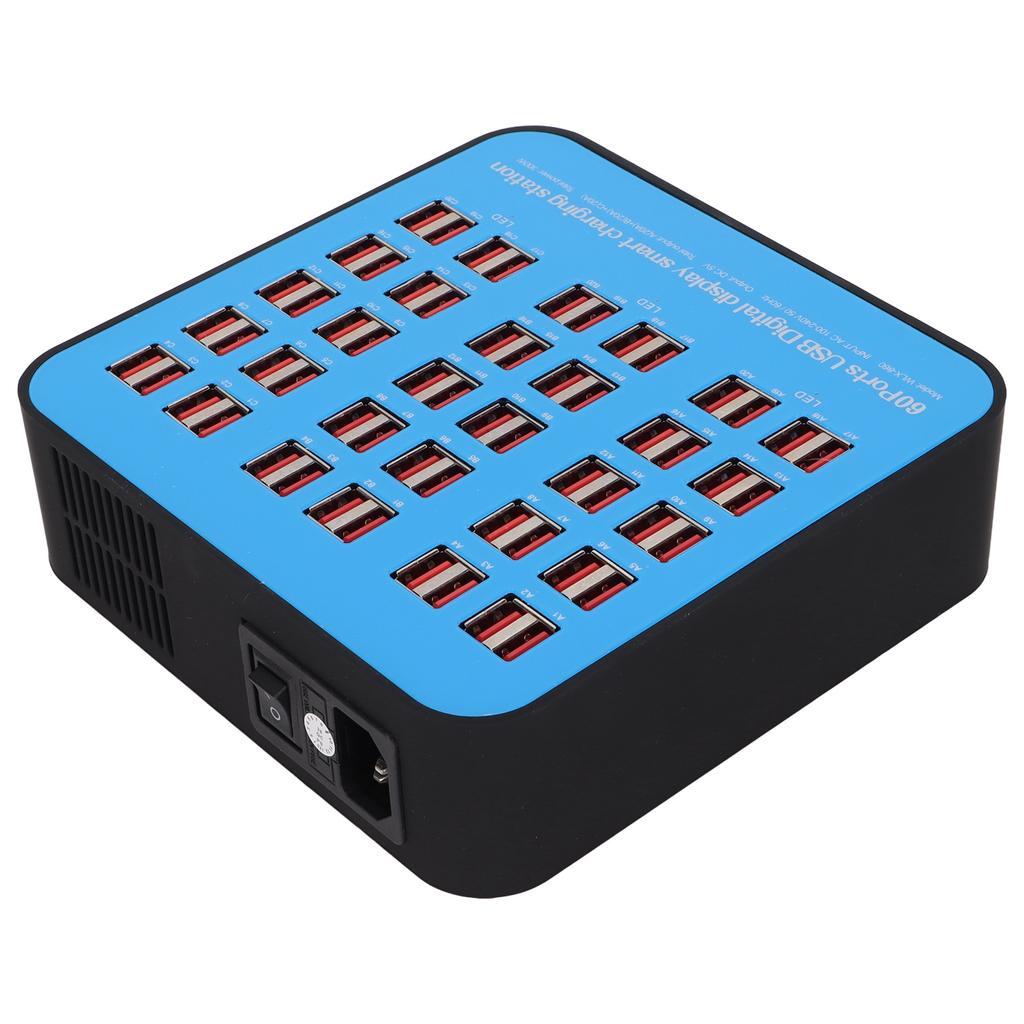 300W 60 Port USB Fast Charging Station Travel Desktop USB Rapid Charger Multi Ports Charging Station 100‑240V