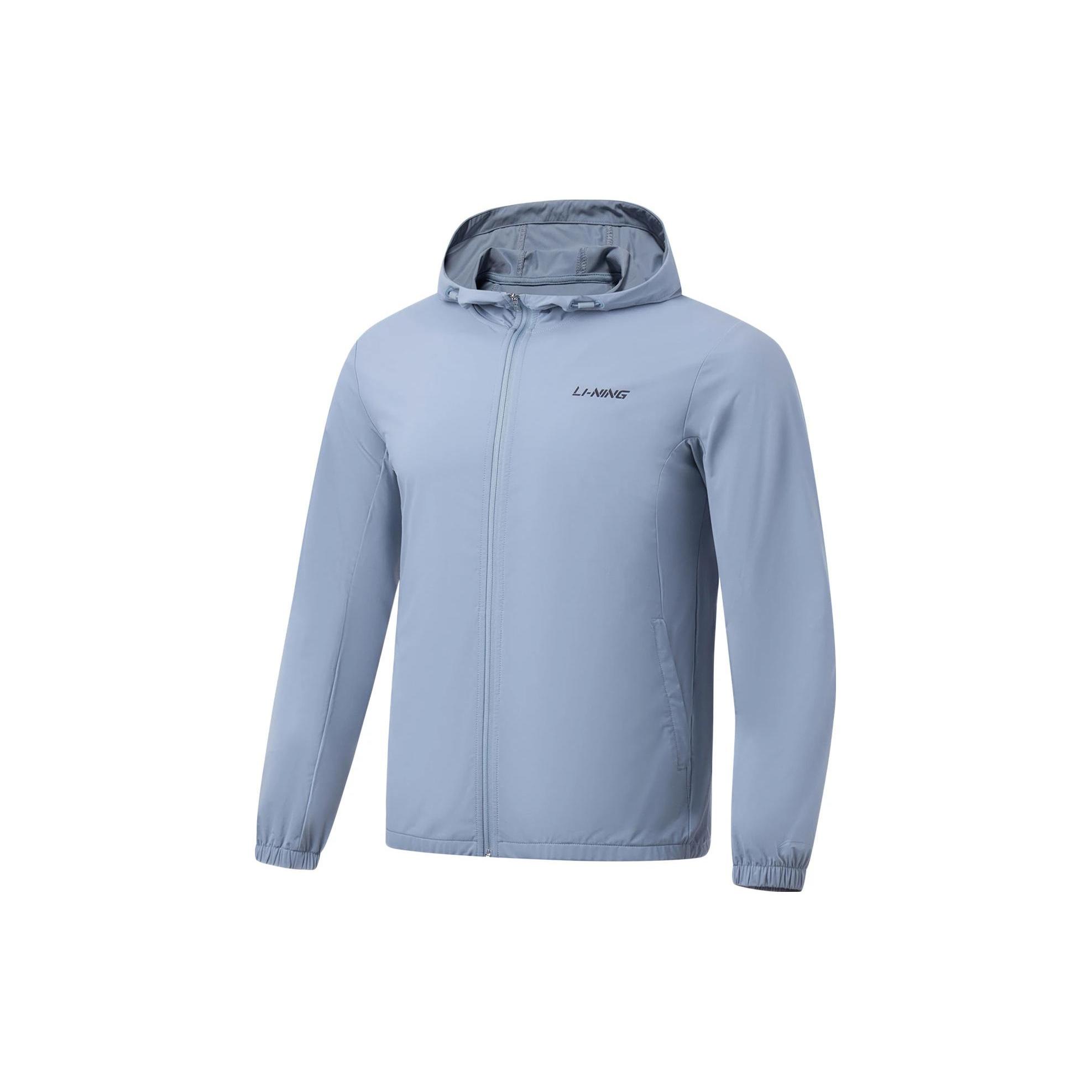 Li Ning Fitness Series Sweatshirts Men s Soft Gray Blue Hooded Moderate Regular AWDT569-1 M