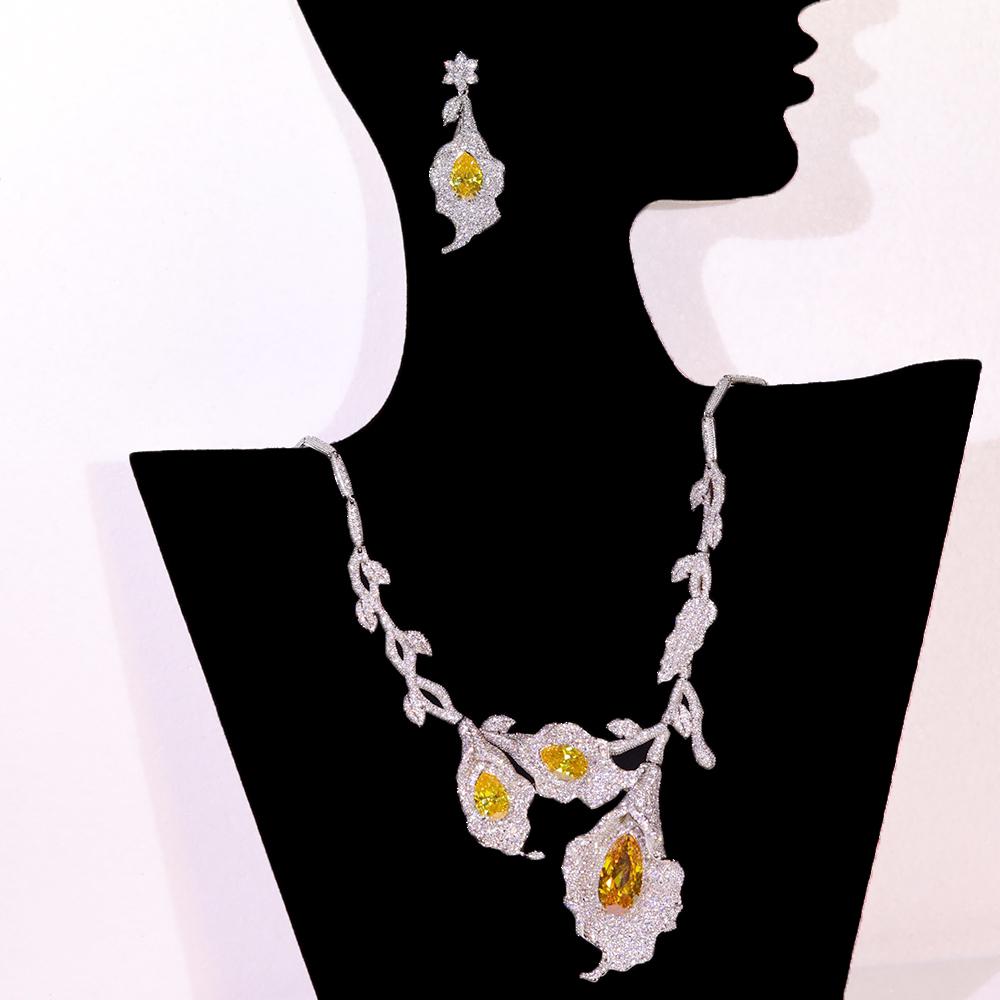 ASNORA Unique Flower Design Necklace Fashion Bridal Wedding Cubic Zirconia For Women Classic Party Jewelry Sets for Women