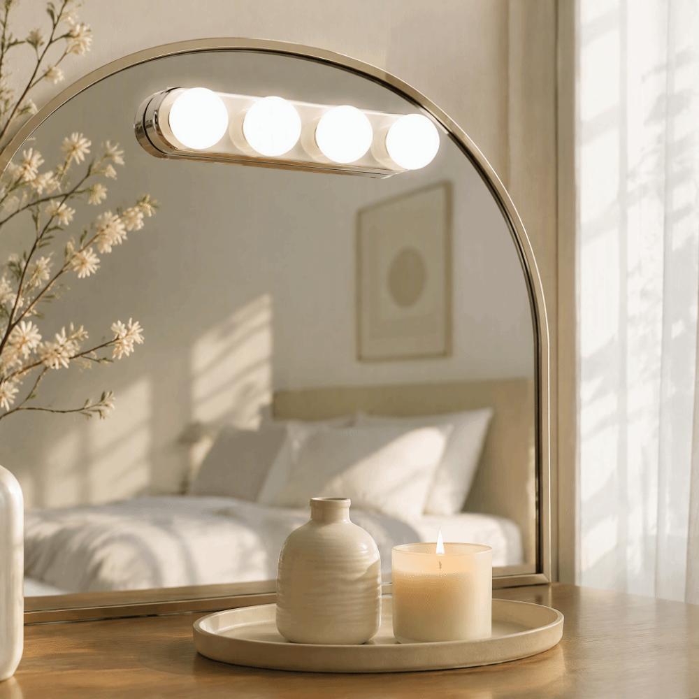 Silver Mirror Lights 4 Bulbs Vanity Lights Makeup Vanity Lights Living Room Bathroom Dressing Room