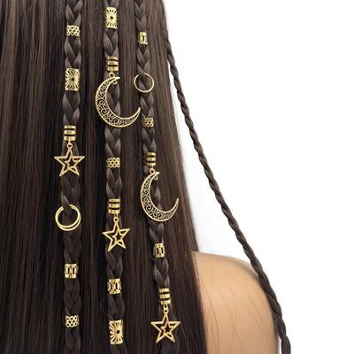 45Pcs/Set Stars Moon Combination Dreadlock Hair Clip Boho Hair Braid Accessories  For Girls Women
